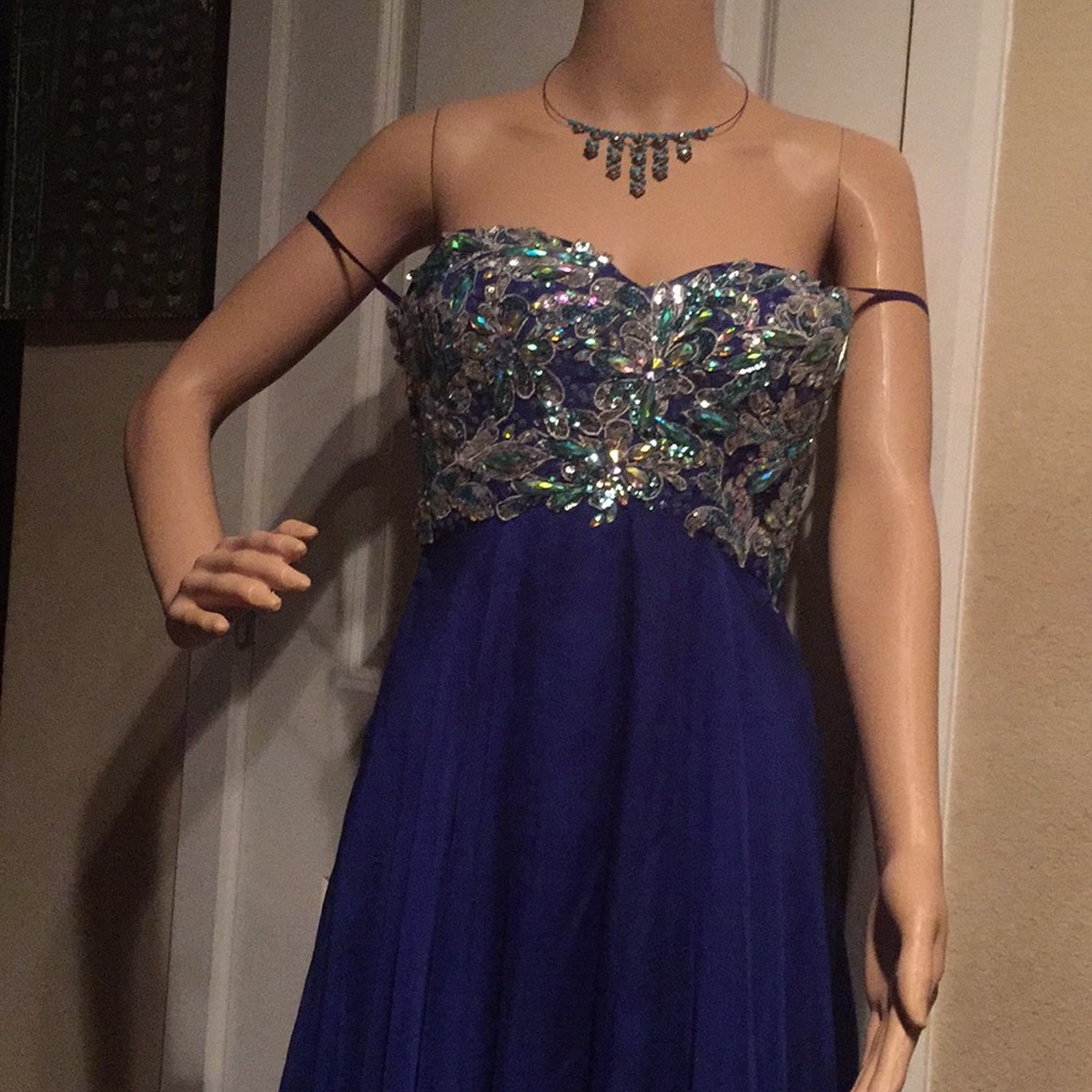 Night Moves royal blue prom dress - Picture 2 of 11